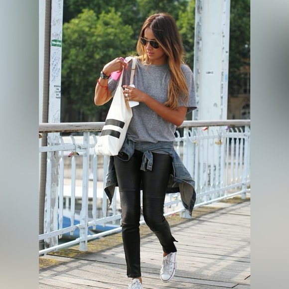 J BRAND Nicola Leather Moto Pants in Black - Picture 2 of 12